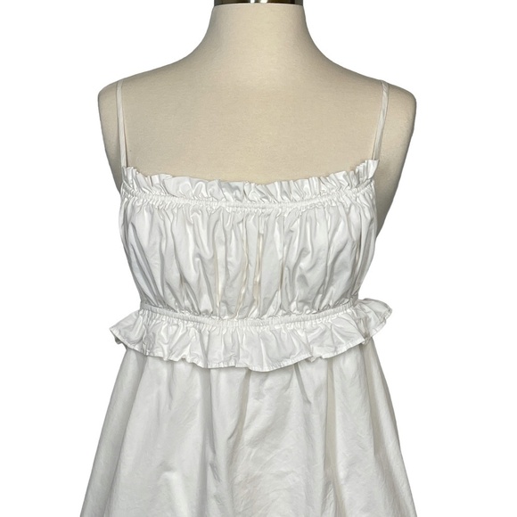 Lulus White Cotton Empire Waist Backless Mini Sz M - Picture 4 of 12